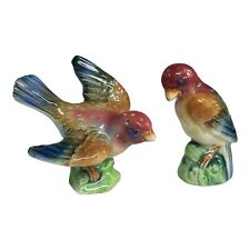 VTG 1950s Songbird Sparrow Salt + Pepper Shaker Set Japan Corks Ceramic Colorful picture