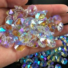 100Pcs 14MM AB color AAA 2 HOLE OCTAGON CRYSTAL GLASS BEADS CHANDELIER picture