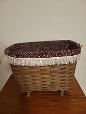 Vintage Longaberger Footed Magazine  Basket Lined With Swing Handle  picture