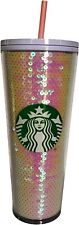 Starbucks Tumbler White/Pink Iridescent Sequin Venti 24 oz picture