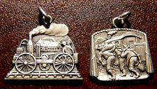 VINTAGE RAILROAD SILVER CHARMS 1ST LOCOMOTIVE 1825 & 1903 GREAT TRAIN ROBBERY  picture