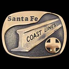 Santa Fe Coast Lines Railroad RR Solid Brass Vintage Belt Buckle picture