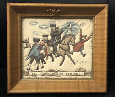 Antique American Folk Art Quilted Wooden Picture Frame The British Are Coming picture