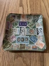 MCM Vintage Luxembourg Postage Stamp Ashtray With Green Felt Bottom Excellent picture