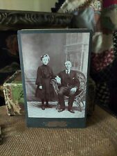 Vintage 1800s Cabinet Card Antique Photo Family Portrait Young Girl With Father  picture