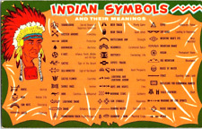 VINTAGE POSTCARD Of INDIAN SYMBOLS AND THEIR MEANINGS picture
