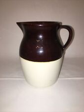 Vintage Brown and White Pitcher Albany Slip Ceramic 8” Tall Perfect Piece picture