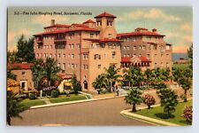 Postcard Florida Sarasota FL John Ringling Hotel 1940s Unposted Linen picture