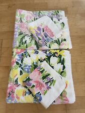 Vintage Lot of 4 Utica J P Stevens Floral Towels and Washcloth Set Made in USA picture
