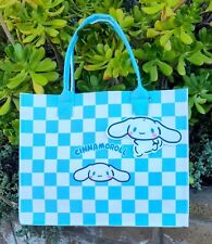 🩵🤍 Sanrio CINNAMOROLL TOTE BAG Blue / White Checkered Miniso Kawaii 🤍🩵 picture
