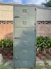 Vintage WWII Era US Metal Locker Cabinet 5.5ft tall x 2ft wide x 1.5ft deep picture