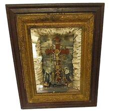 RARE Antique 1877 Catholic Crucifix 'Tools of the Passion' Shadow Box Wall Art picture