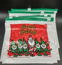 Set of 10 Vintage Ziploc Christmas Bags- Funny Plastic Seasons Greetings Baggies picture