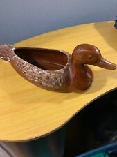 Vintage Ceramic Brown Drip Glaze Pottery Duck Planter picture
