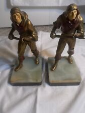 ANTIQUE MADE IN FRANCE PIRATE SWASHBUCKLER w SWORD ART STATUE SCULPTURE BOOKENDS picture