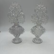 Vintage 1940’s IRICE Imperial Glass, grapevine perfume bottle 9.5” Set Of 2 picture