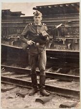 USSR Soldier AK-47 Kalashnikov Rifle Shooter Handsome Young Man Vintage Photo picture