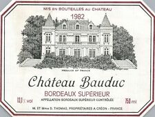 1980's Chateau Bauduc French Wine Label Vintage 1982 Original A405 picture