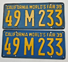 1939 California License Plates World's Fair Two Pair Vintage Non-Restored picture