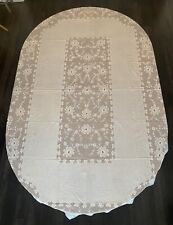 Vintage Vinyl Lace Floral Tablecloth Scalloped Edge 60
