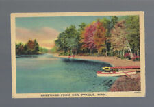c.1940s Greetings New Prague Minnesota MN Lake Water Postcard UNPOSTED picture