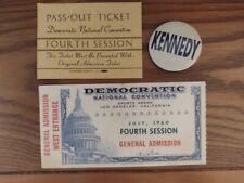 July 1960 Democratic Convention Fourth Session Tickets & Kennedy Pin-Back Button picture