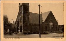 Vintage Postcard First Methodist Episcopal Church Warren IN Indiana        F-449 picture
