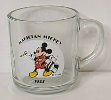 Vintage Disney Magician Mickey Mouse 1937 Clear Glass Coffee Mug Cup Made USA picture