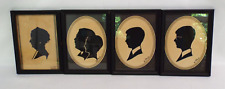 Vintage 1953 1966 Silhouette Portrait Papercut Texas BY PAUL Lot of 4 Framed picture