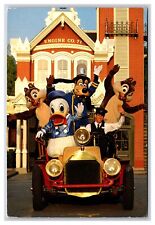 Main Street USA Fire Truck Donald Goofy Disney World Continental Postcard O21 picture