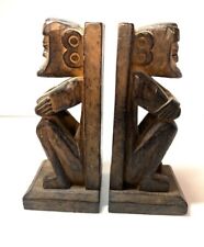 Vintage African Tribal Style Hand-carved Wooden Bookends 10