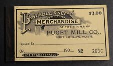 Scarce Antique 190x PUGET MILL CO. Store SCRIP Payments Booklet PORT LUDLOW, WA picture