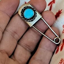 VINTAGE STERLING SILVER TURQUOISE SAFETY PIN  SOUTHWESTERN STYLE  picture