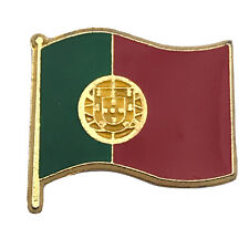Portugal Flag Pin Vintage Brooch Gold Tone Enamel Portuguese picture