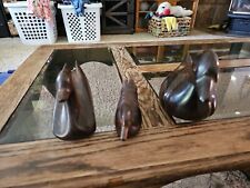 Vintage Ironwood Ducks Hand Carved Sculpture Set Of 3 