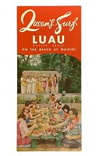 1960s Queen's Surf Luau Native Feast Waikiki Vintage Travel Souvenir Brochure picture