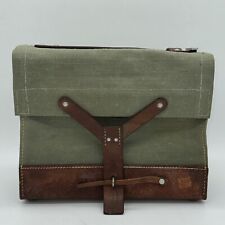 VTG Swiss Military Leather and Green Canvas Carry Bag A. Burns Selliers Givisiez picture