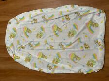 VTG 80s Rainbow Clouds Bears Unisex Crib Bed Fitted Sheet picture