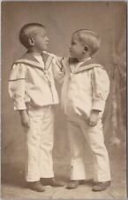 c1910s Studio Photo RPPC Postcard Two Boys / Brothers in Matching Sailor Suits picture