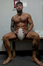 Shirtless Male Muscular Hairy Chest Bare Foot Locker Room Sports PHOTO 4X6 H476 picture