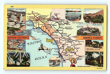 Southern California's Romantic Highways Map Vintage Postcard E1 picture