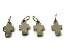 Four Vintage Cross Necklace Pendants Small Silver Tone picture