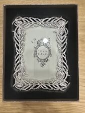 Mora 4x6 Olivia Riegel Frame Silver And Crystal Peacock Feather Pewter New InBox picture