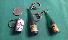 Lot 3 Vintage Promo Advertising Keychain Fobs Old Wine Bottles & Pearl Beer Can picture