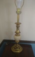 STIFFEL Tall Vintage MCM Vintage Brass & Off White Ivory Table Desk Lamp  picture