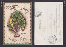 GERMANY 1902, Vintage postcard, Pigs, Happy New Year, Posted picture