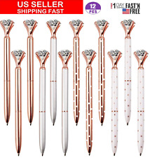 12 PCS Diamond Pen With Big Crystal Bling Metal Ballpoint Pen, Office Supplies picture