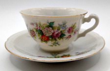 Vintage Yamaka Tea Cup an Saucer Multi Flowers Occupied Japan picture