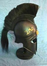Medieval Greek Corinthian Armor Helmet Collectible Larp With Black Plume picture