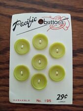7 Vintage Green Chartreuse Buttons Pacific Buttons Made in Japan 5/8